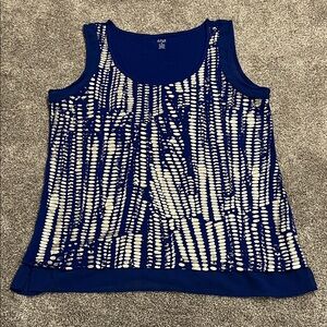 a.n.a Blue and Cream Patterned Tank Top